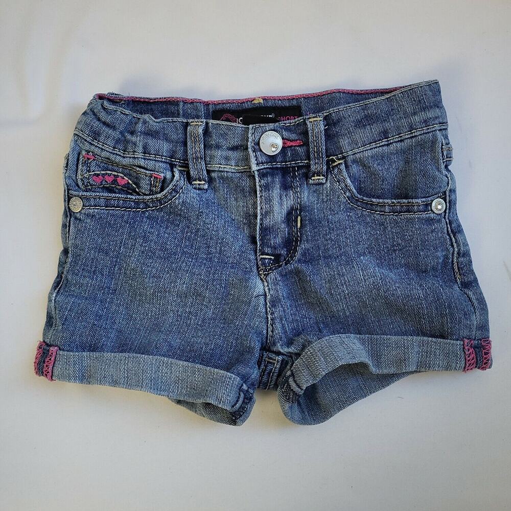 Jordache Girls Blue Flat Front Medium Wash Comfort Denim Jean Shorts Size 2T